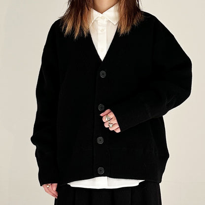 【24AW】"Câlin"オーバーサイズドカーディガン / Oversized Cardigan in solid double jacquard cashmere /