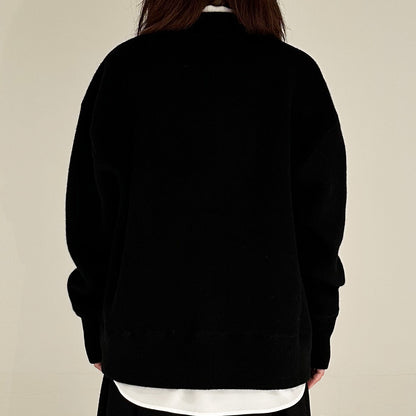 【24AW】"Câlin"オーバーサイズドカーディガン / Oversized Cardigan in solid double jacquard cashmere /