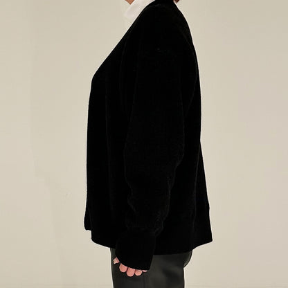 【24AW】"Câlin"オーバーサイズドカーディガン / Oversized Cardigan in solid double jacquard cashmere /