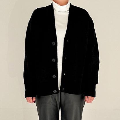 【24AW】"Câlin"オーバーサイズドカーディガン / Oversized Cardigan in solid double jacquard cashmere /