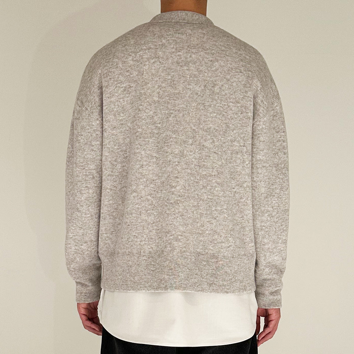 【24AW】"Câlin"オーバーサイズドカーディガン / Oversized Cardigan in solid double jacquard cashmere /