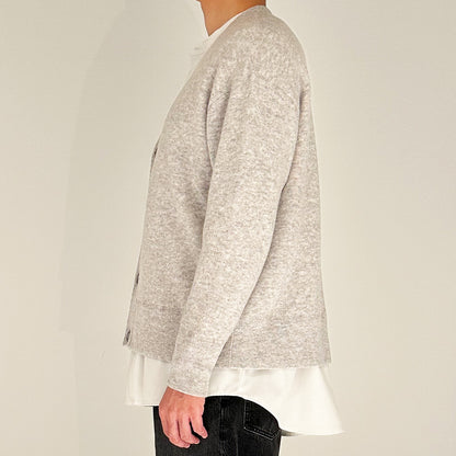 【24AW】"Câlin"オーバーサイズドカーディガン / Oversized Cardigan in solid double jacquard cashmere /