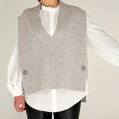 【24AW】"Nappé" オーバーサイズド タバードカシミヤベスト / Oversized Tabard Vest in cashmere