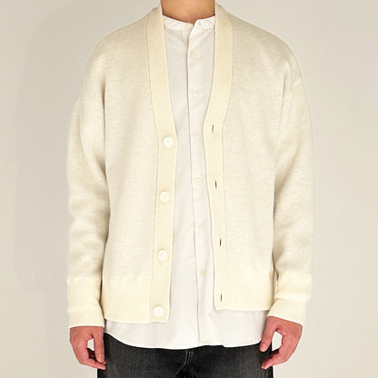 【24AW】"Câlin"オーバーサイズドカーディガン / Oversized Cardigan in solid double jacquard cashmere /