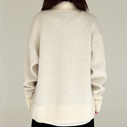 【24AW】"Câlin"オーバーサイズドカーディガン / Oversized Cardigan in solid double jacquard cashmere /